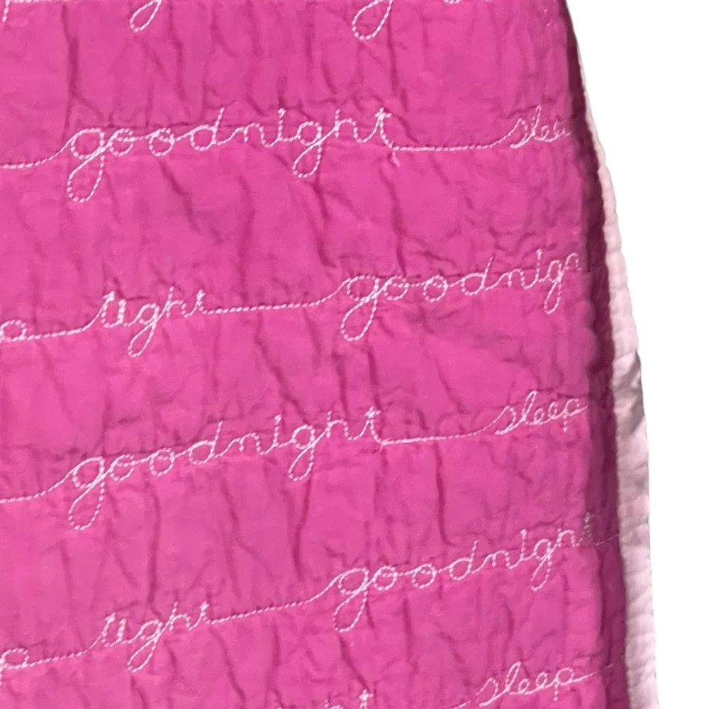 Vintage‎ Pink Goodnight Sleep Tight Quilt Set Twin Kids Coquette Bedding Sham